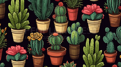 Seamless pattern with cartoon cactus. Background wallpaper design concept