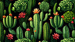 Seamless pattern with cartoon cactus. Background wallpaper design concept