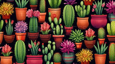Seamless pattern with cartoon cactus. Background wallpaper design concept