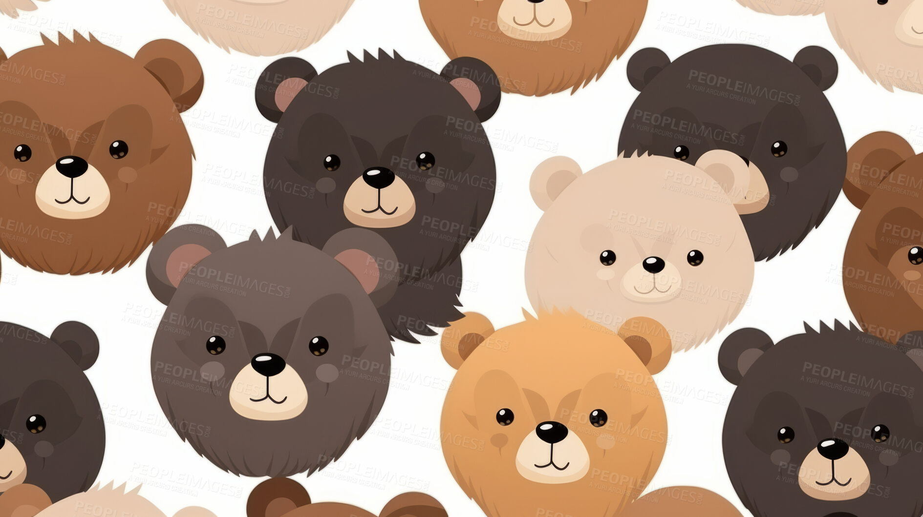 Buy stock photo Seamless pattern with cartoon bears. Background wallpaper design concept