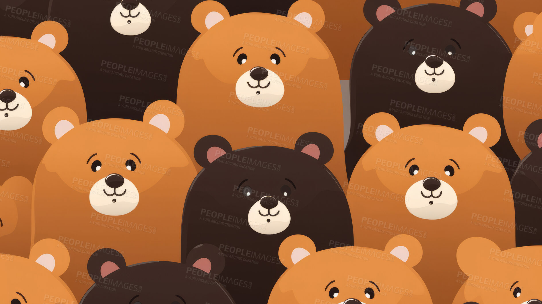 Buy stock photo Seamless pattern with cartoon bears. Background wallpaper design concept