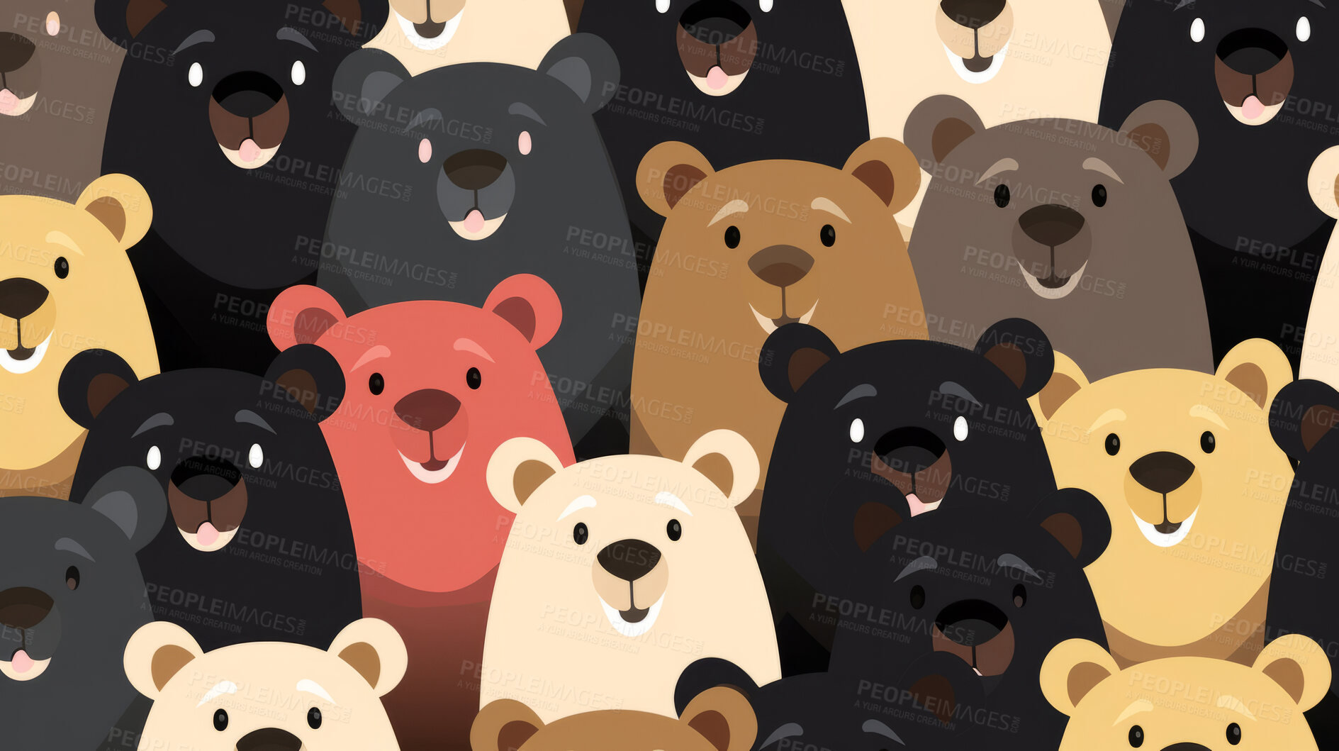 Buy stock photo Seamless pattern with cartoon bears. Background wallpaper design concept