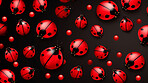 Seamless pattern with cartoon ladybugs. Background wallpaper design concept