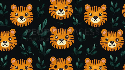 Seamless pattern with cartoon tigers. Background wallpaper design concept