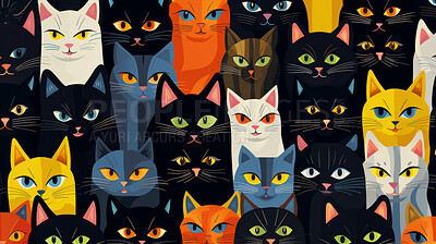 Seamless pattern with cartoon cats. Background wallpaper design concept