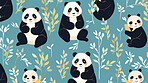 Seamless pattern with cartoon pandas. Background wallpaper design concept