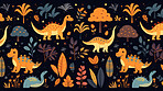 Seamless pattern with cartoon dinosaurs. Background wallpaper design concept