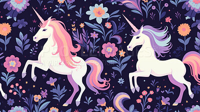 Seamless pattern with cartoon unicorns. Background wallpaper design concept