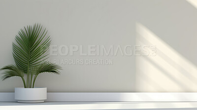 Minimal abstract background for product presentation. Plant and shadows on wall