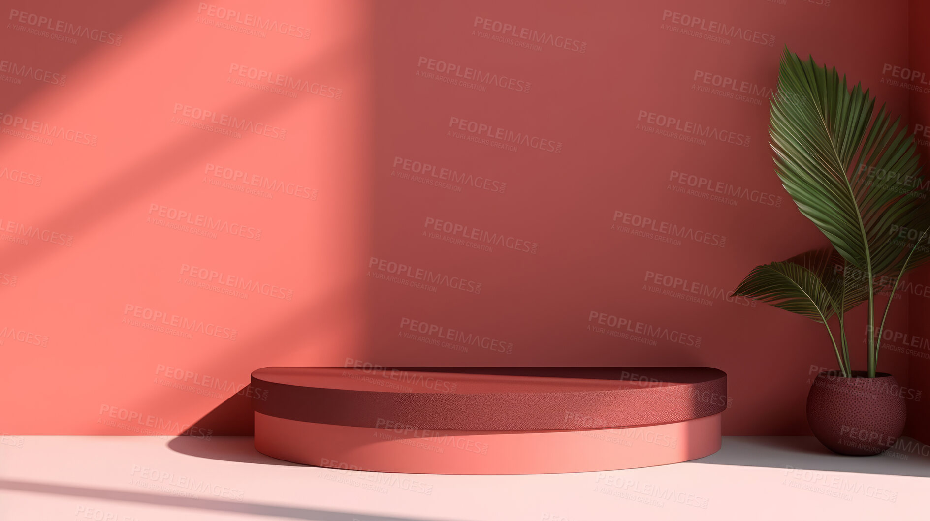 Buy stock photo Minimal abstract background for product presentation. Pink podium space