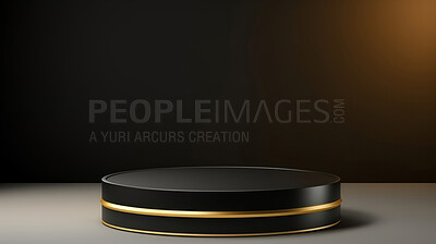 Minimal abstract background for product presentation. Black and gold podium space