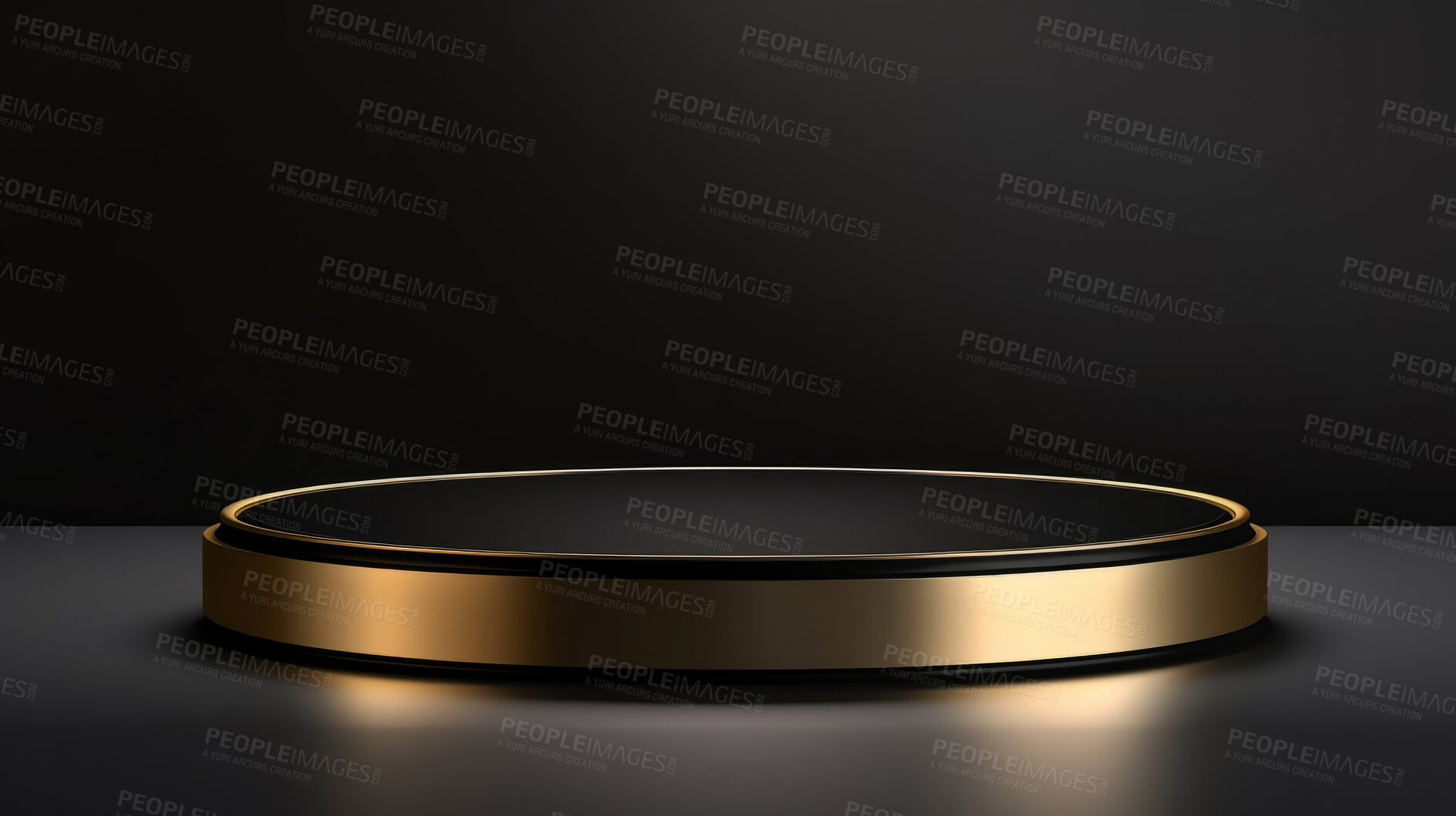 Buy stock photo Minimal abstract background for product presentation. Black and gold podium space