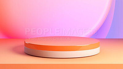 Minimal abstract background for product presentation. Orange and white podium space