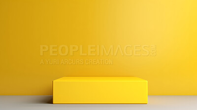 Minimal abstract background for product presentation. Yellow square podium space