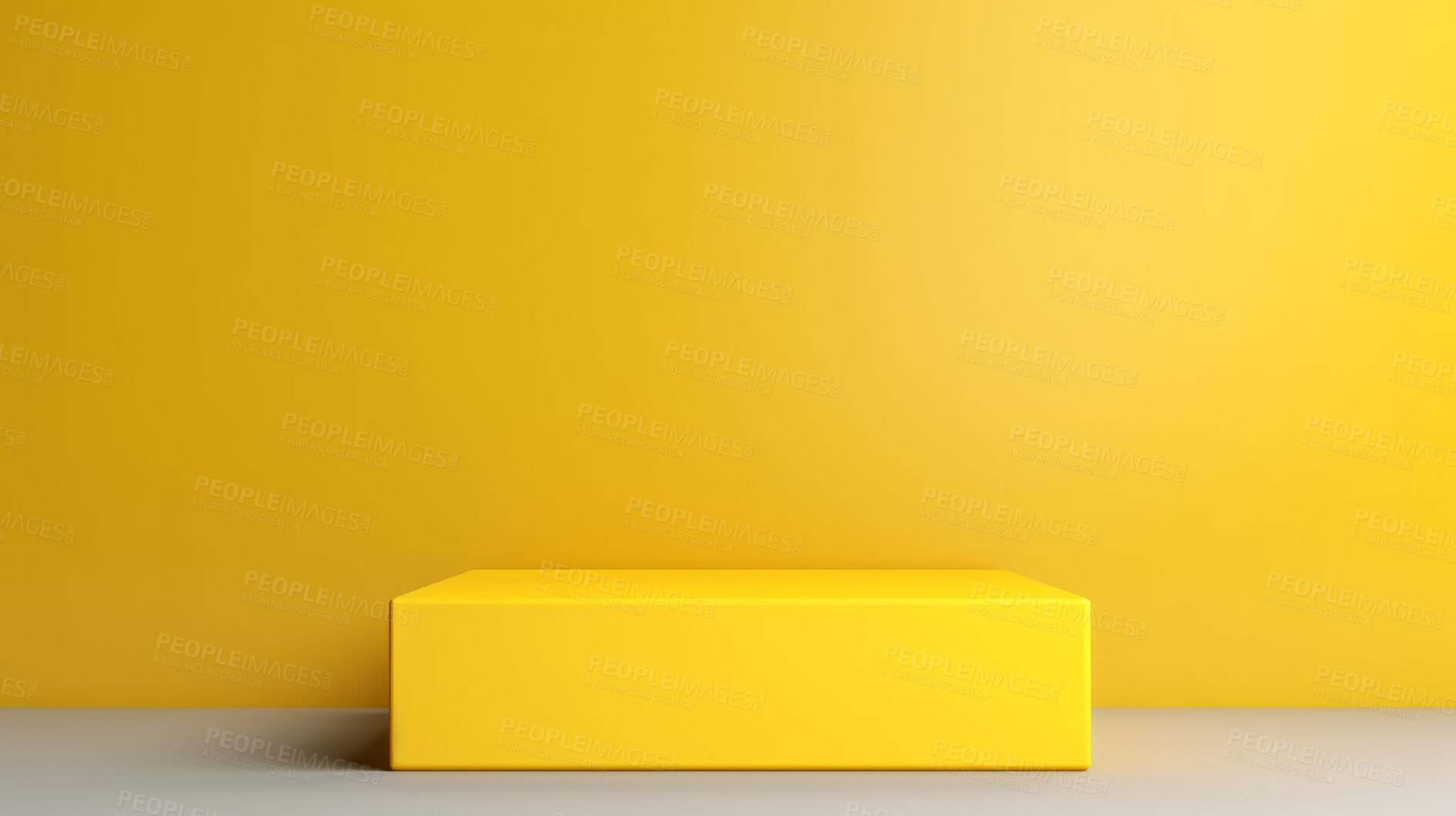 Buy stock photo Minimal abstract background for product presentation. Yellow square podium space