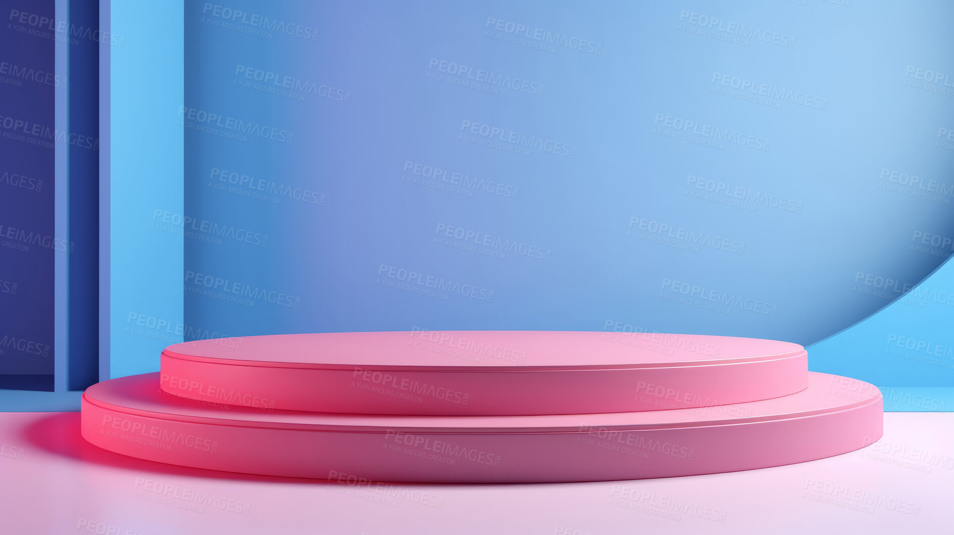 Buy stock photo Minimal abstract background for product presentation. Pink podium space