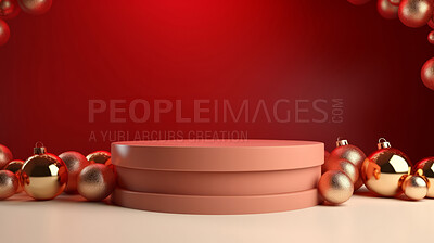 Buy stock photo Minimal abstract background for product presentation. Christmas podium space