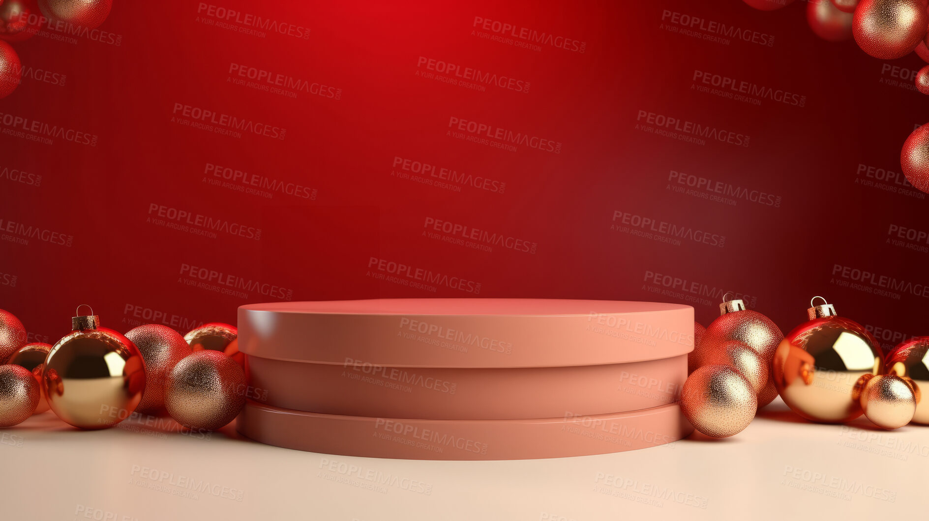 Buy stock photo Minimal abstract background for product presentation. Christmas podium space