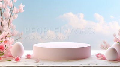 Buy stock photo Minimal abstract background for product presentation. Easter podium space