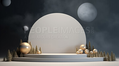 Minimal abstract background for product presentation. Christmas podium space