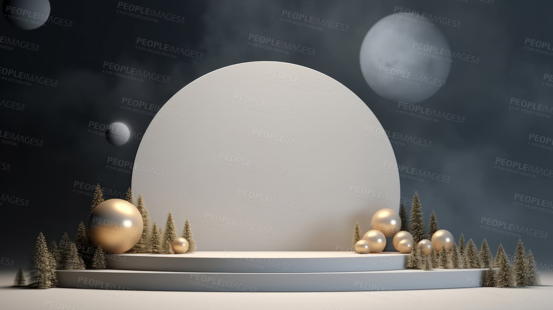 Buy stock photo Minimal abstract background for product presentation. Christmas podium space