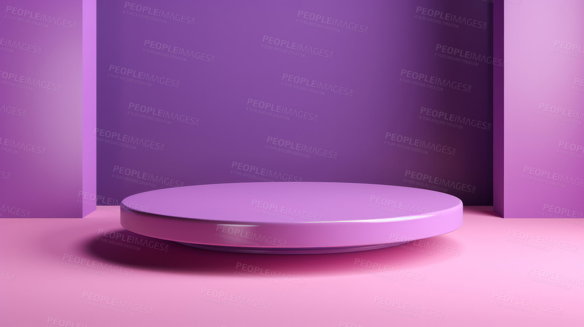 Buy stock photo Minimal abstract background for product presentation. Purple and pink podium space