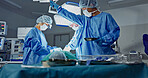 Doctors, teamwork and surgery in theater with medical support for healthcare, safety and operation at hospital. Surgeon, medicine and team or collaboration with tools for cardiology or emergency