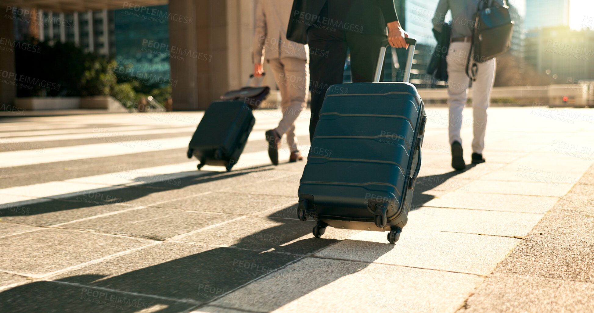 Buy stock photo Man, business and travel with work for corporate, professional and luggage for airport to plane. Formal, career and executives with luxury in first class and visa, itinerary and hotel reservation