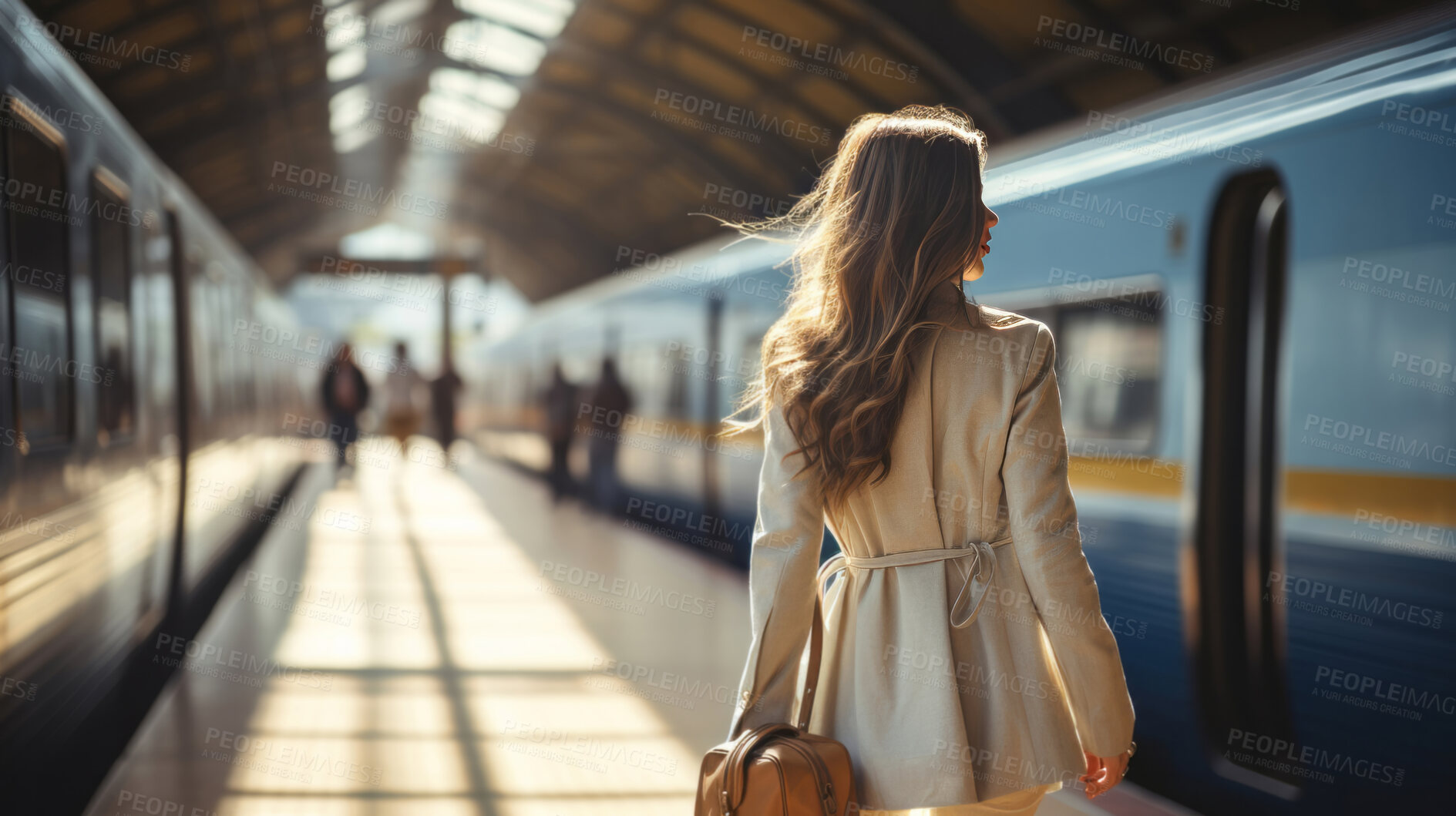 Buy stock photo Candid shot of business professional walking in train station. Business concept.