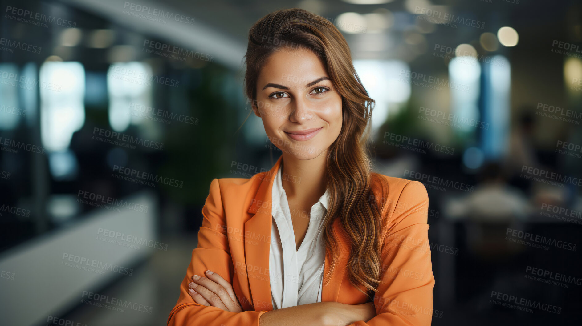 Buy stock photo Modern business professional posing in office building. Business concept.