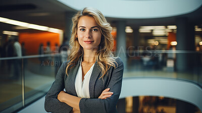Modern business professional posing in office building. Business concept.