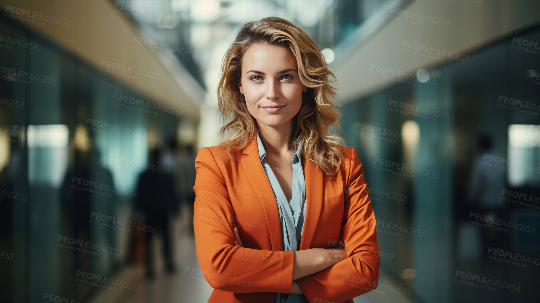 Buy stock photo Modern business professional posing in office building. Business concept.