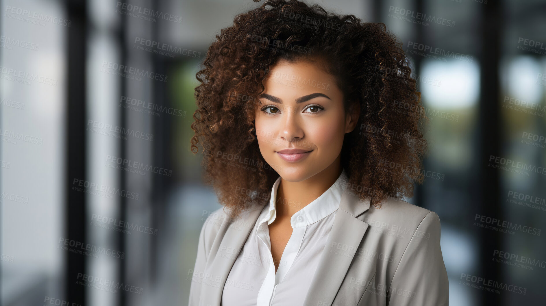 Buy stock photo Modern business woman posing in office next to window. Business concept.