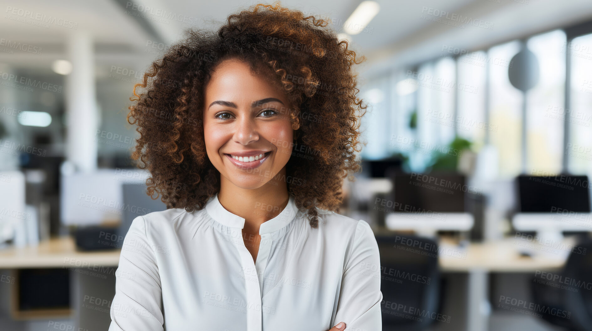 Buy stock photo Modern business woman posing in office. Business concept.