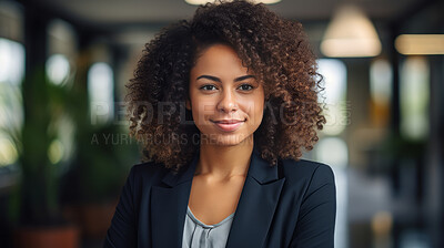 Buy stock photo Modern business woman posing in office. Business concept.