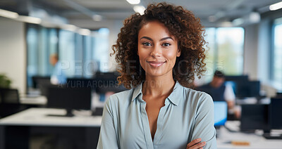 Buy stock photo Modern business woman posing in office. Business concept.