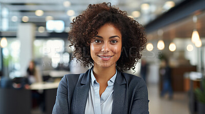 Buy stock photo Modern business woman posing in office. Business concept.