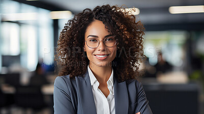 Buy stock photo Modern business woman posing in office. Business concept.