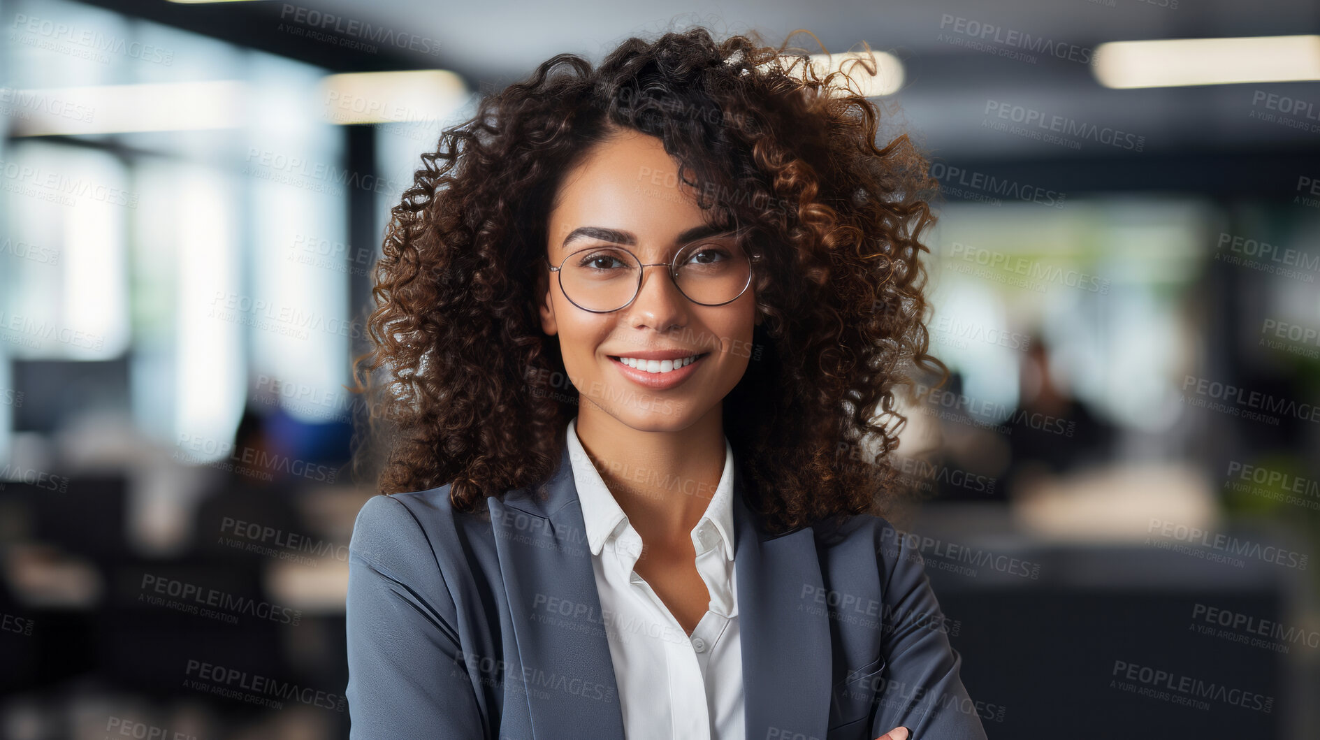 Buy stock photo Modern business woman posing in office. Business concept.