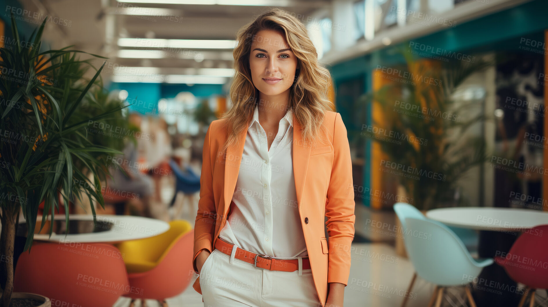 Buy stock photo Modern business woman posing in office. Business concept.