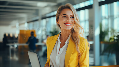 Buy stock photo Candid shot of business woman in office. Business concept.