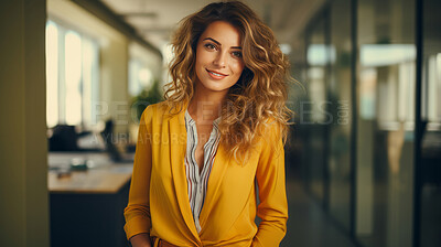 Buy stock photo Modern business woman posing in office. Business concept.