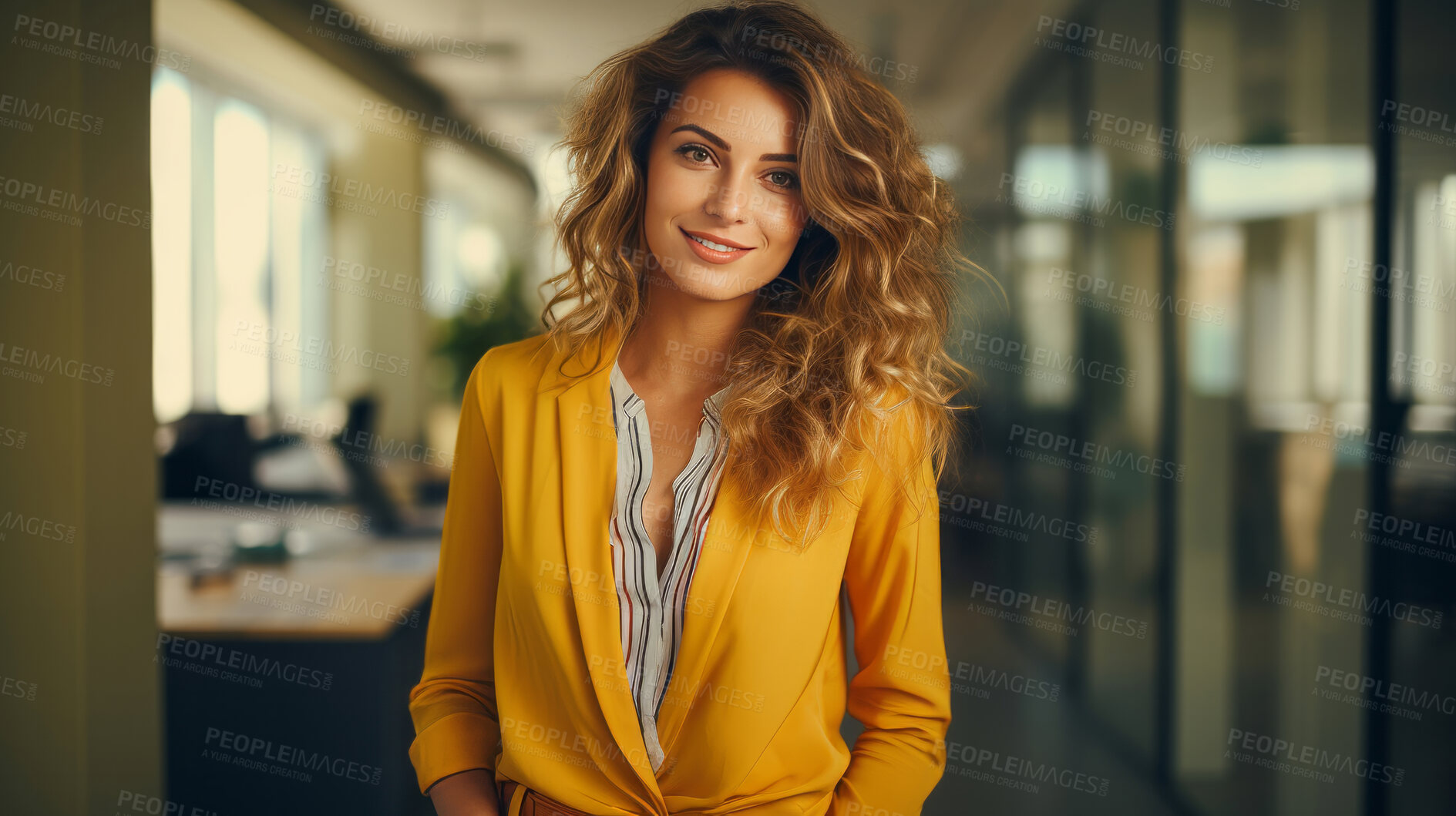 Buy stock photo Modern business woman posing in office. Business concept.