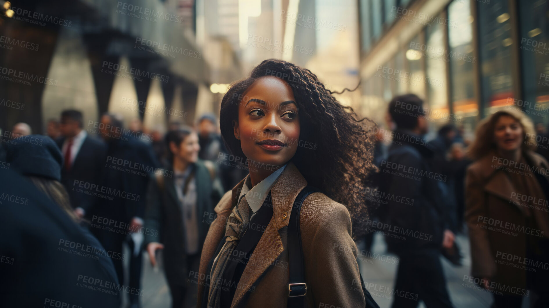 Buy stock photo Portrait of professional woman in busy, city street. Business concept.