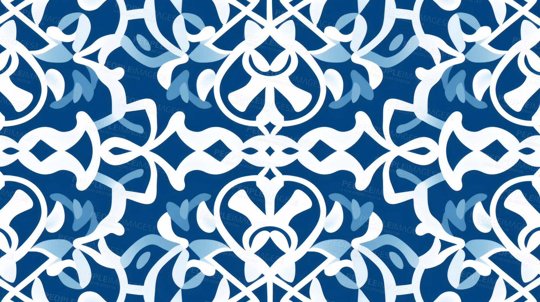 Buy stock photo Blue ceramic tiles decorative design, illustration for floor, wall, kitchen interior, textile