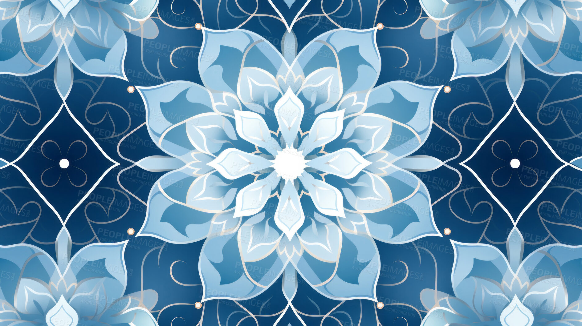 Buy stock photo Blue ceramic tiles decorative design, illustration for floor, wall, kitchen interior, textile