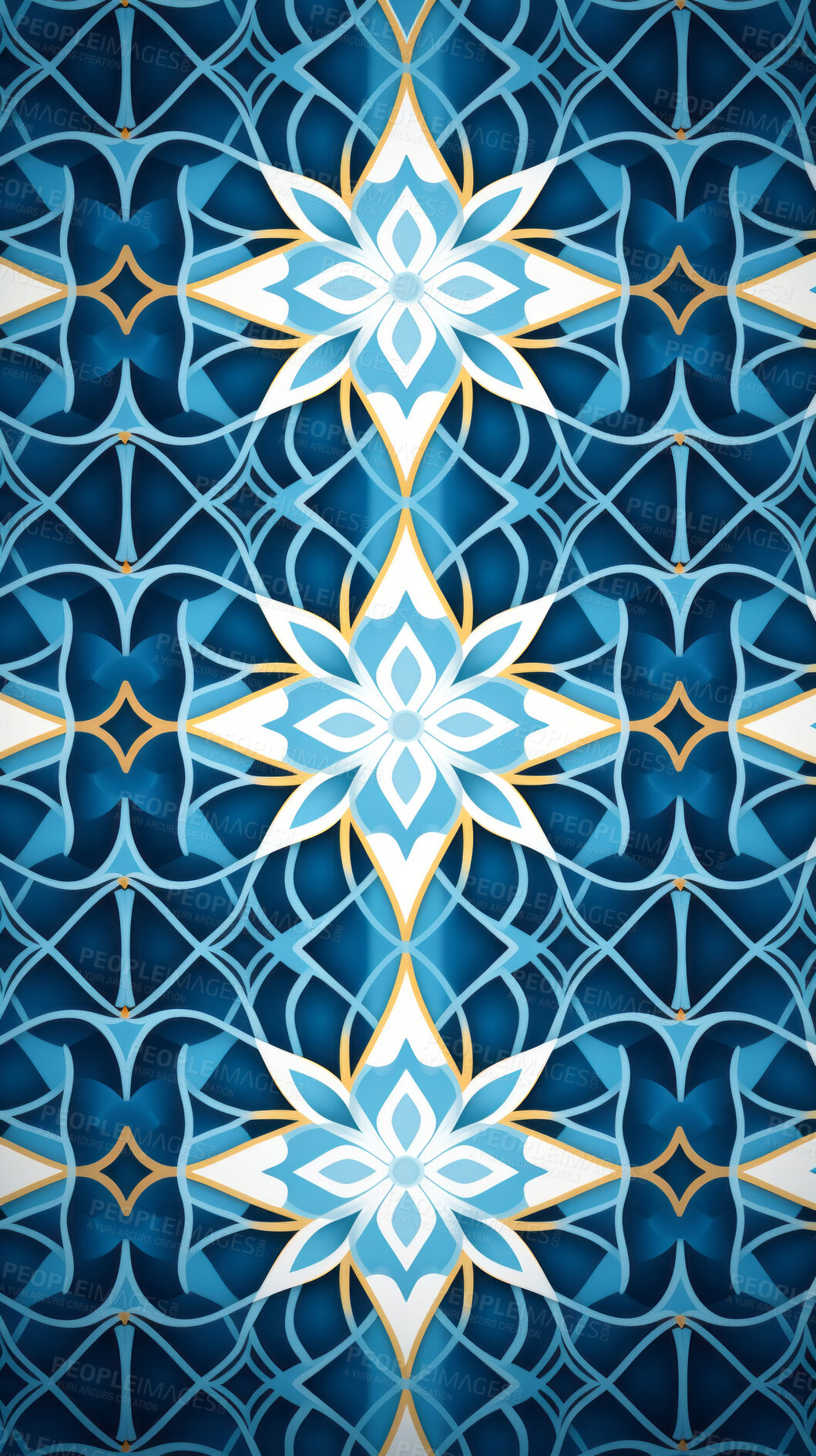 Buy stock photo Blue ceramic tiles decorative design, illustration for floor, wall, kitchen interior, textile