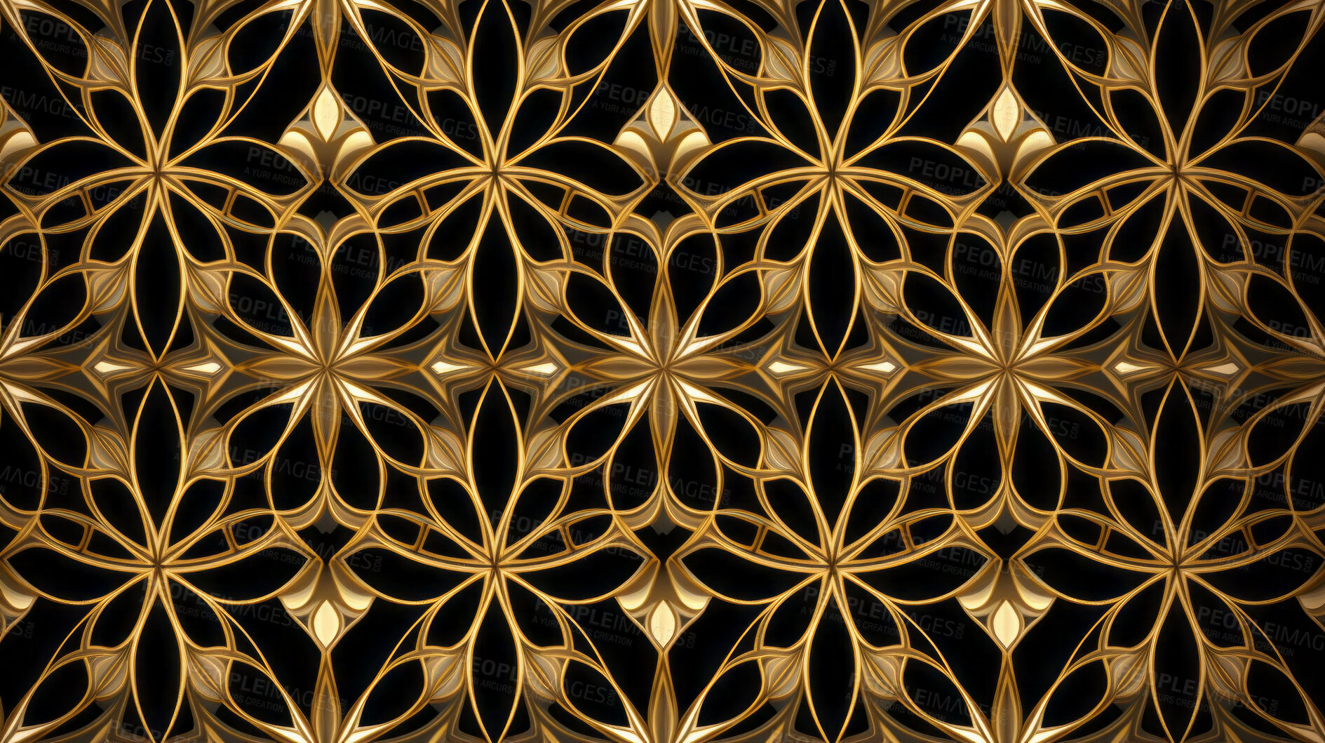 Buy stock photo Gold ceramic tiles decorative design, illustration for floor, wall, kitchen interior, textile