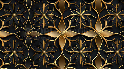 Buy stock photo Gold ceramic tiles decorative design, illustration for floor, wall, kitchen interior, textile