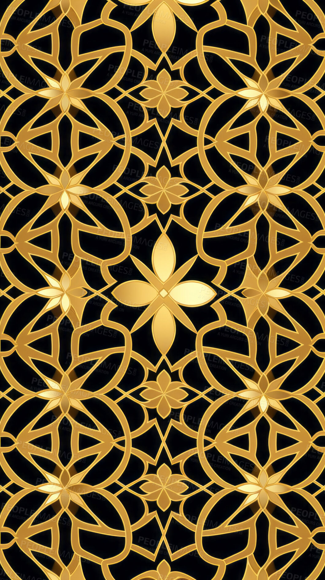 Buy stock photo Gold ceramic tiles decorative design, illustration for floor, wall, kitchen interior, textile